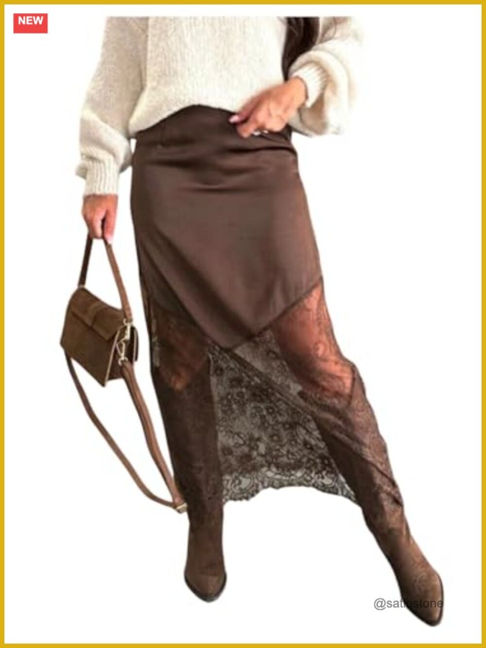 High Waisted Lace Patchwork Western Long Skirt for Women
